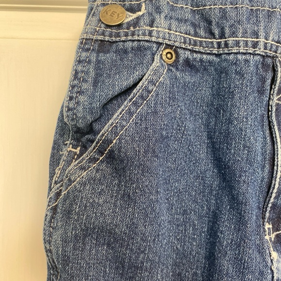 Toddler Key Brand Denim Adjustable Blue Jean Bibs 2T farmer Country Hillbilly - Picture 5 of 16